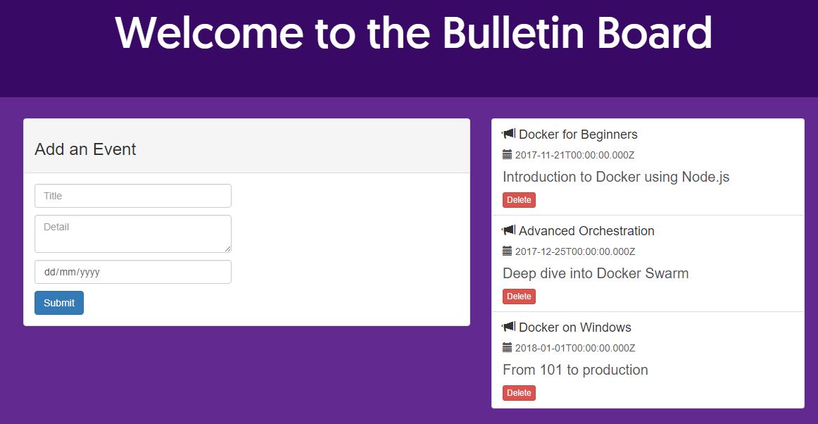 Bulletin Board sample app